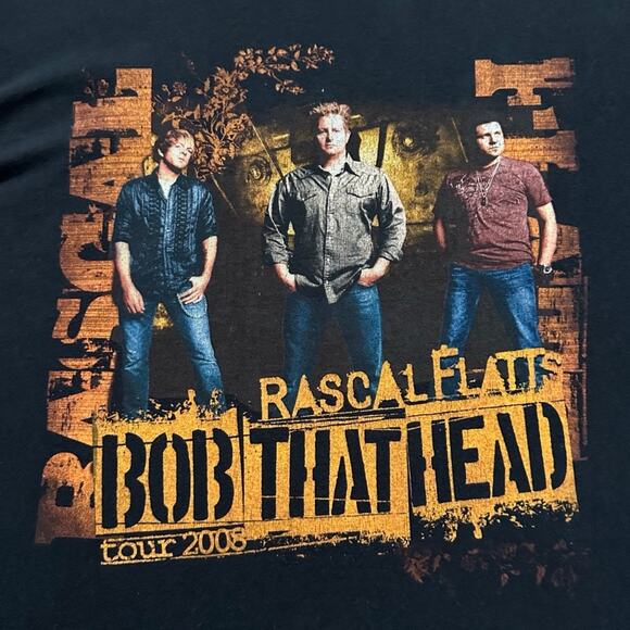 Rascal Flatts Y2K “Bob That Head” '08 Tour Tee SS Black Size L EUC - Picture 4 of 7